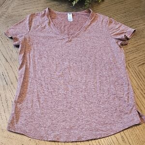90 Degree By Reflex Heathered Mauve V-Neck Short Sleeve Tee Size S